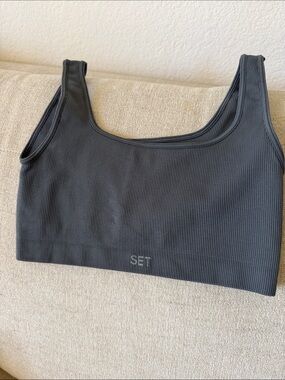 SET Active Ribbed Scoop Bra in Slate